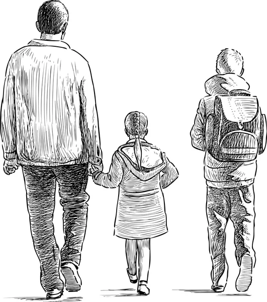 Père avec ses enfants — Image vectorielle