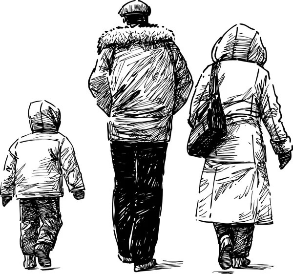 Familie für einen Spaziergang — Stockvektor