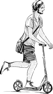 adam scooter üzerinde