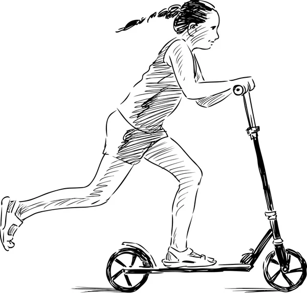 Девушка за рулем скутера — стоковый вектор