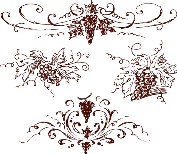Croquis décoratifs en vigne — Image vectorielle