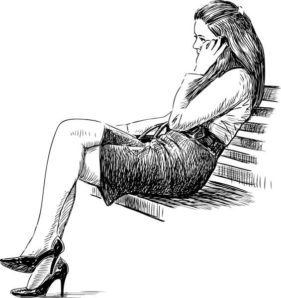Dziewczyna na ławce — Wektor stockowy