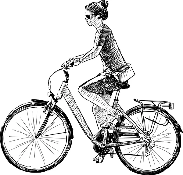 Fille équitation un vélo — Image vectorielle
