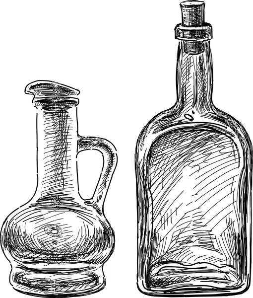 Bosquejo botellas de vidrio — Vector de stock