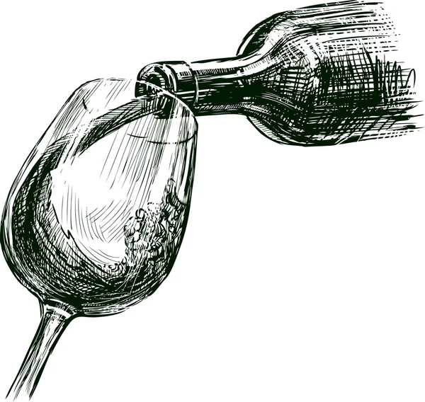 Bouteille de vin et verre — Image vectorielle