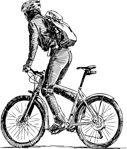 Schets van de fietser — Stockvector