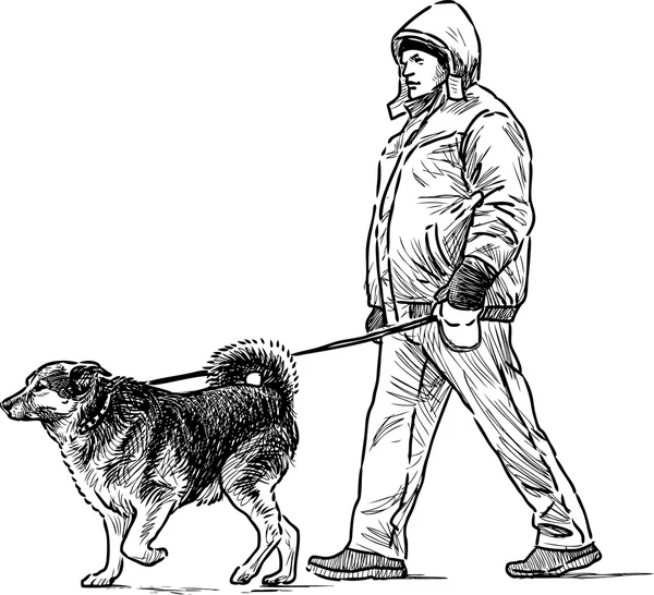 Pessoa com seu cão — Vetor de Stock