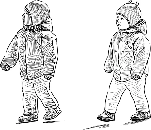 Les enfants en promenade — Image vectorielle