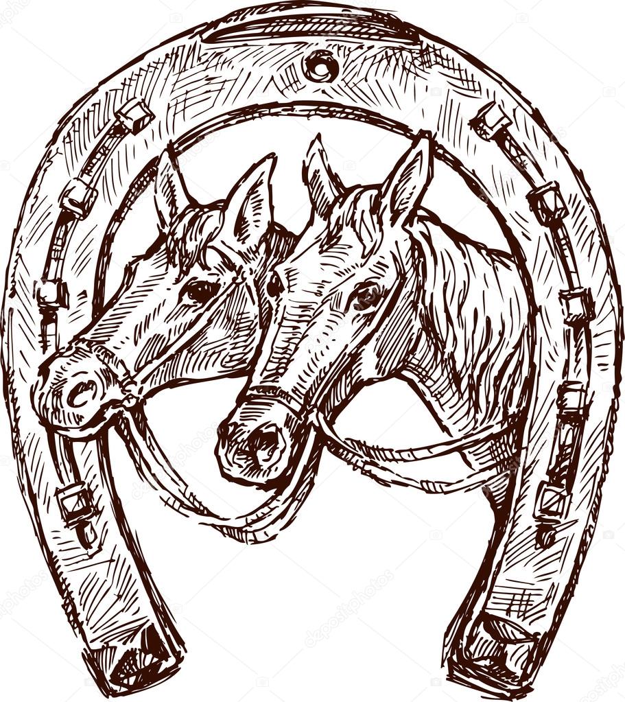 horseshoe with horses heads