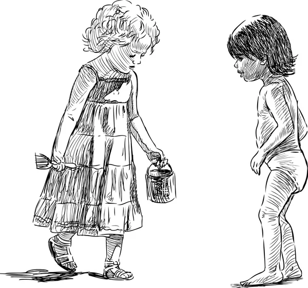 Дети на детской площадке — стоковый вектор