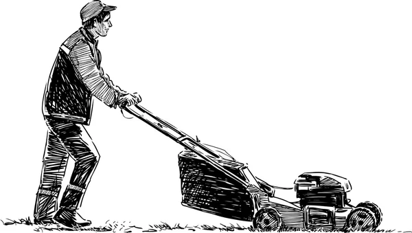 Lawnmover op het werk — Stockvector