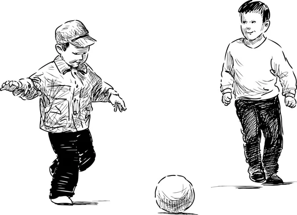 Niños jugando un fútbol — Archivo Imágenes Vectoriales