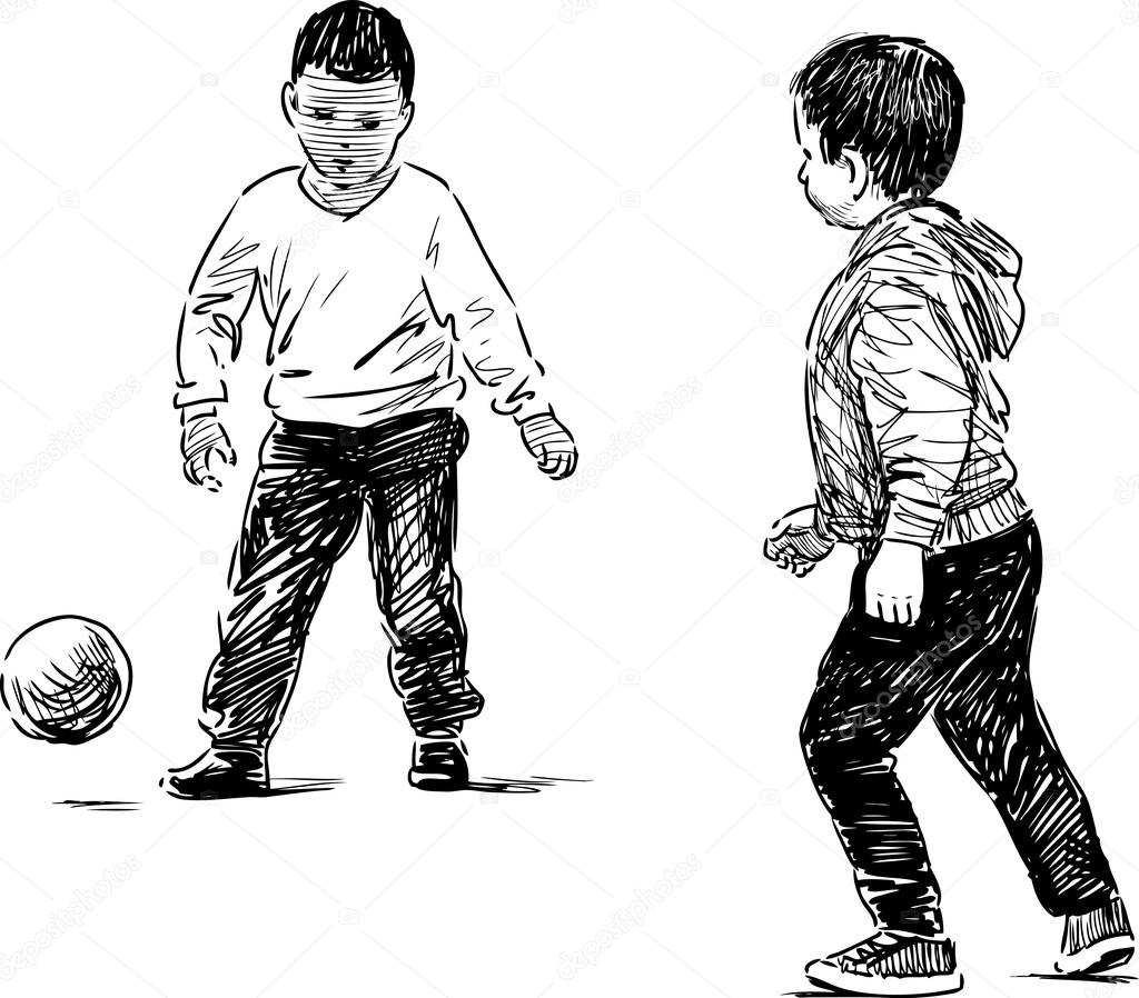little boys playing with a ball