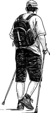 Nordic walking yapan adam