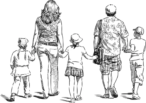 Famille en promenade — Image vectorielle