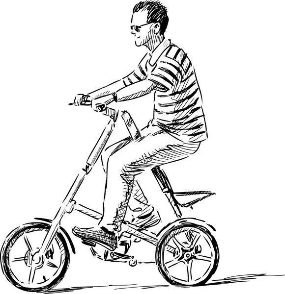 Homem montando uma bicicleta da cidade — Vetor de Stock