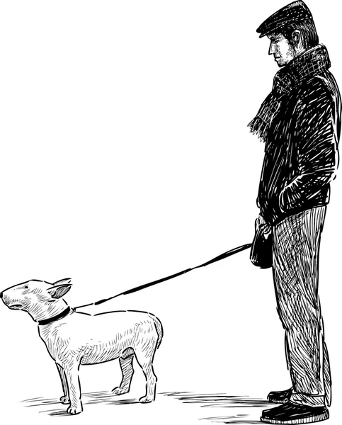 Homem com um cão — Vetor de Stock