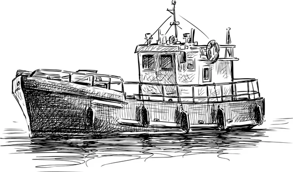 Skiss av motorbåt — Stock vektor