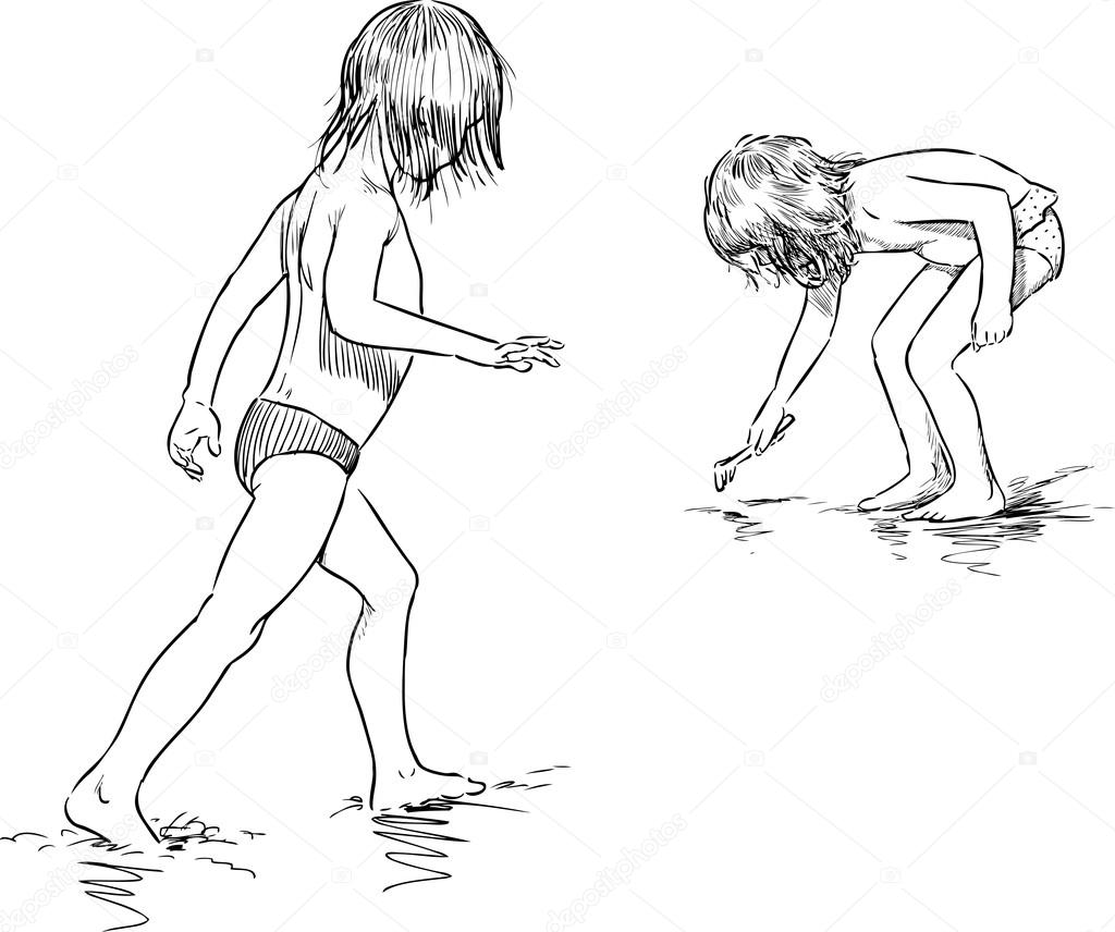 little girls on the beach