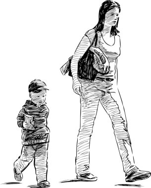 mother and son clipart