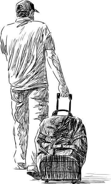 Homme avec bagages — Image vectorielle