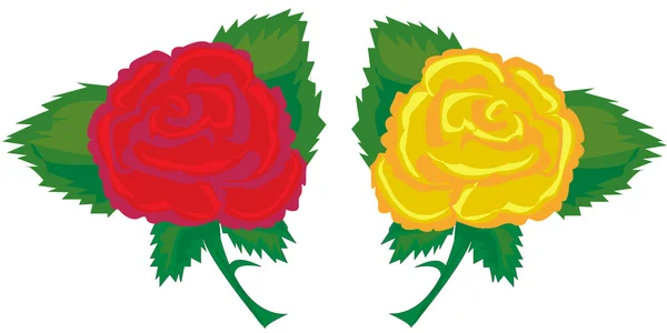 Красные и желтые розы — стоковый вектор