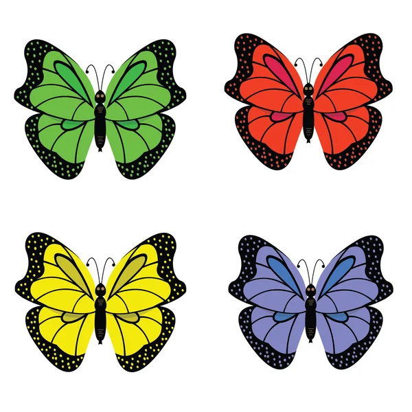 Coleção de belas borboletas — Vetor de Stock