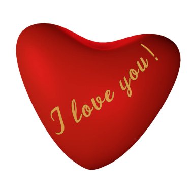 3D görüntüleme, Sevgililer Günü ve tatiller için tebrikler, kalp beyaz arka planda, izole nesne.