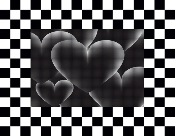 Corazones sobre un fondo negro. — Vector de stock