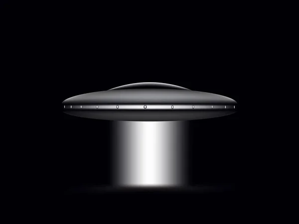 Ufo auf schwarzem Hintergrund — Stockvektor