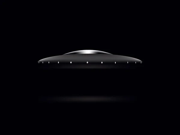Untertasse Ufo auf schwarzem Hintergrund — Stockvektor