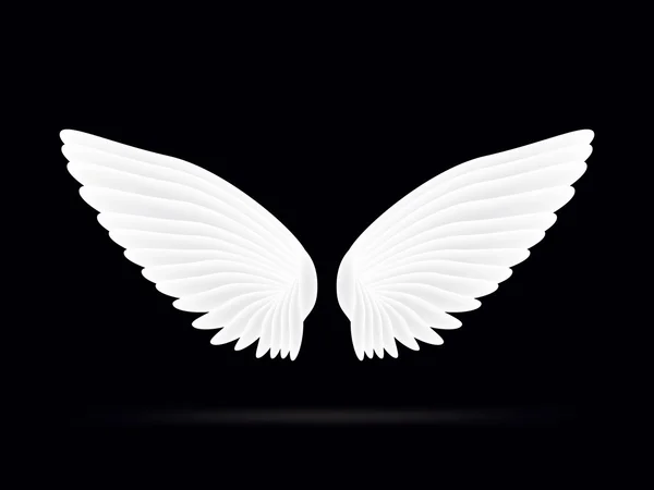 Realistic white wings on a black background — Stock Vector