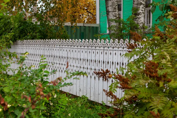 Pintoresca Cerca Madera Tallada Vologda Rusia — Foto de Stock