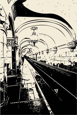 Vektör çizim çizimi - metro istasyonu