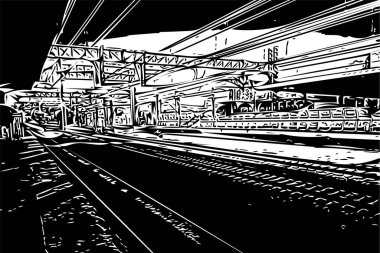 Vektör hatları çizimi - demiryolu istasyonu