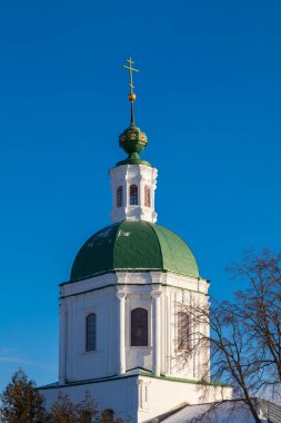 Rusya 'nın Moskova bölgesindeki Zaraysk şehrindeki Hayat Veren Üçlemeci Kilisesi' nin resmi ana kubbesi.