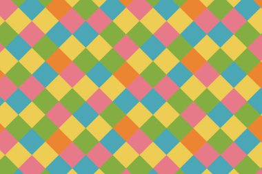 Vektör arkaplanı - Pastel renklerde çok renkli eşkenar dörtgenlerin geometrik deseni