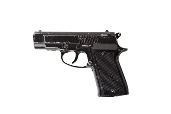Black Used Pistol White Isolated Background — Stock Photo, Image