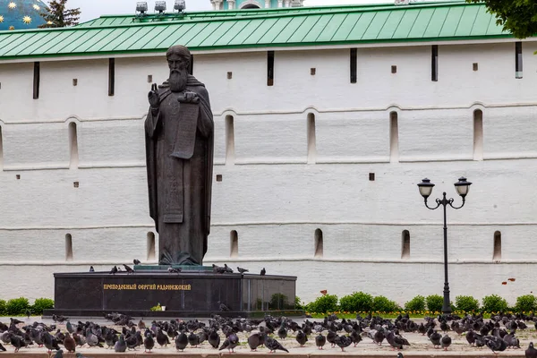Památník Sergia Radoněže Ruském Sergeji Posadu Podstavci Nápis Angličtině Což — Stock fotografie