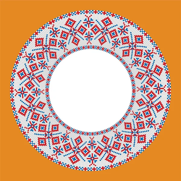 Vektorová Kresba Kulatá Deska Geometrickým Etnickým Vzorem Oranžovém Pozadí — Stockový vektor