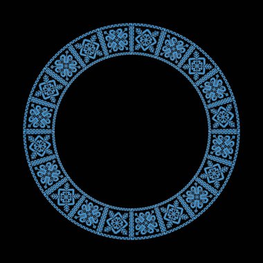 Siyah arka planda İskandinav etnik yapısına sahip yuvarlak çerçeve