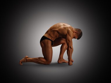 Arka plan karşı erkek güçlü vücut.