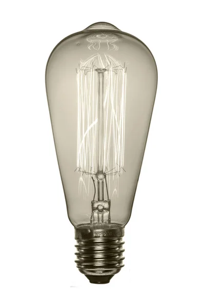 Lampadina Retrò Stile Edison Oggetto Isolato Sfondo Bianco Immagine Bianco — Foto Stock