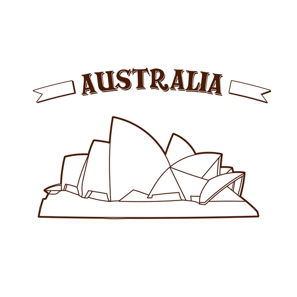 Feliz Día Australia Sydney Opera House Dibujado Mano — Archivo Imágenes Vectoriales