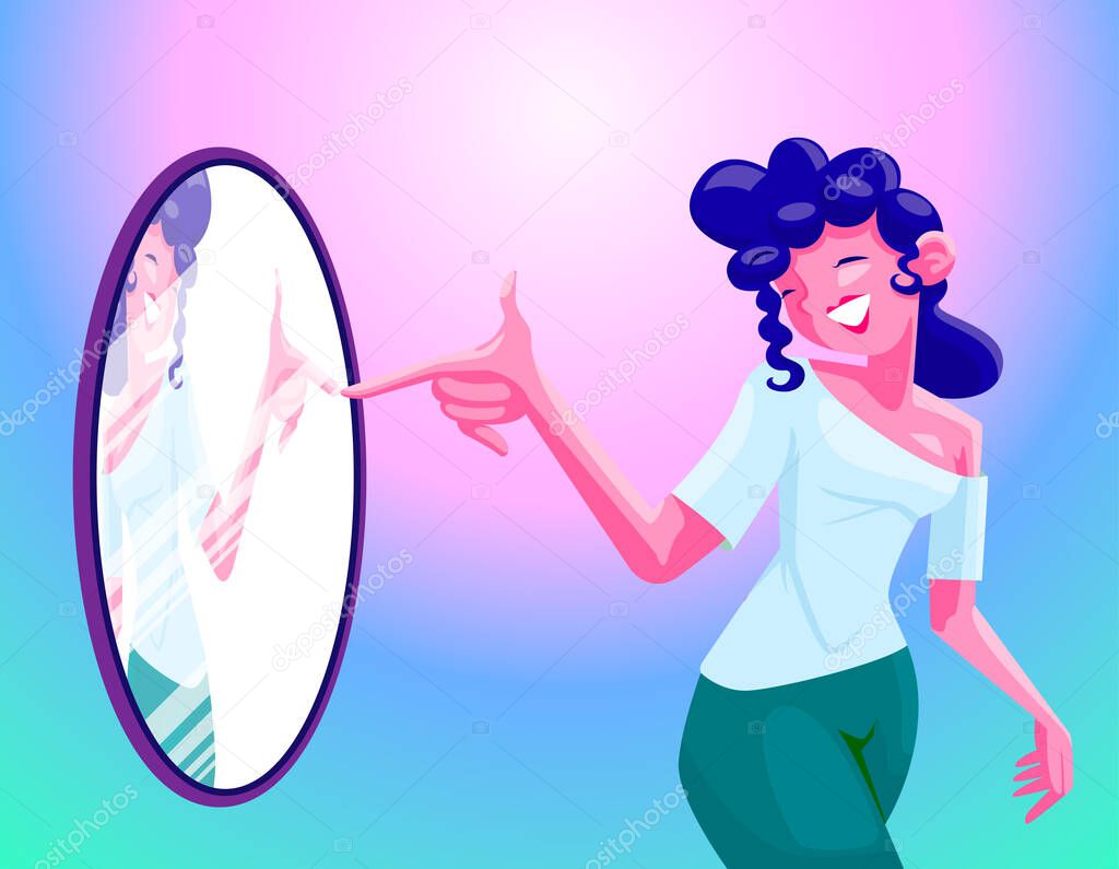 Woman High Self-Esteem vector illustration