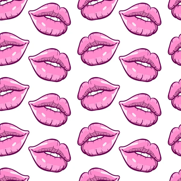 Pink Lips Seamless Pattern Vector Illustration — Stock Vector