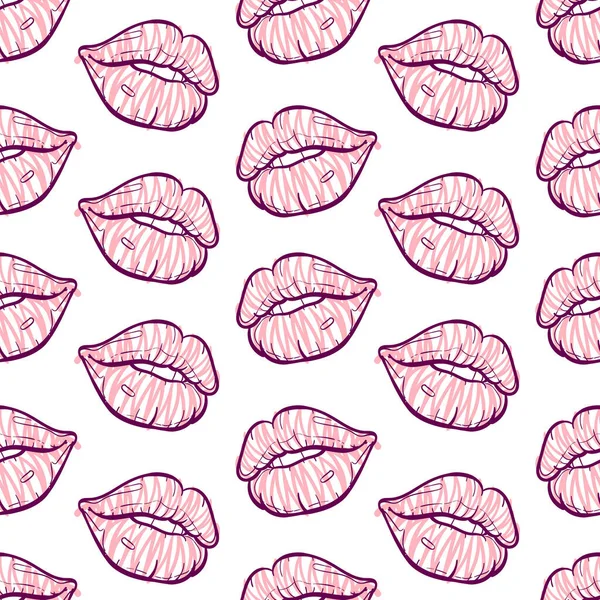 Pink Lips Seamless Pattern Vector Illustration — Stock Vector