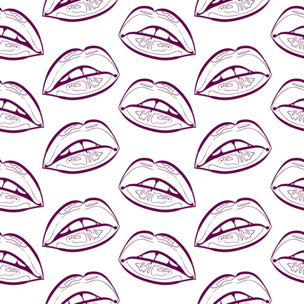 Contour Des Lèvres Motif Sans Couture — Image vectorielle
