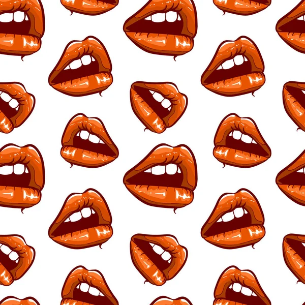 Sonrisa Labios Rojos Patrón Sin Costura Ilustración Vector — Archivo Imágenes Vectoriales