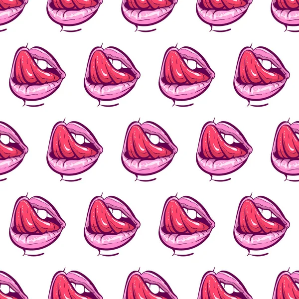 Roze Lippen Naadloze Patroon Vector Illustratie — Stockvector